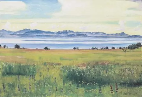 Gemälde von Ferdinand Hodler: Der Genfersee von Saint-Prex aus