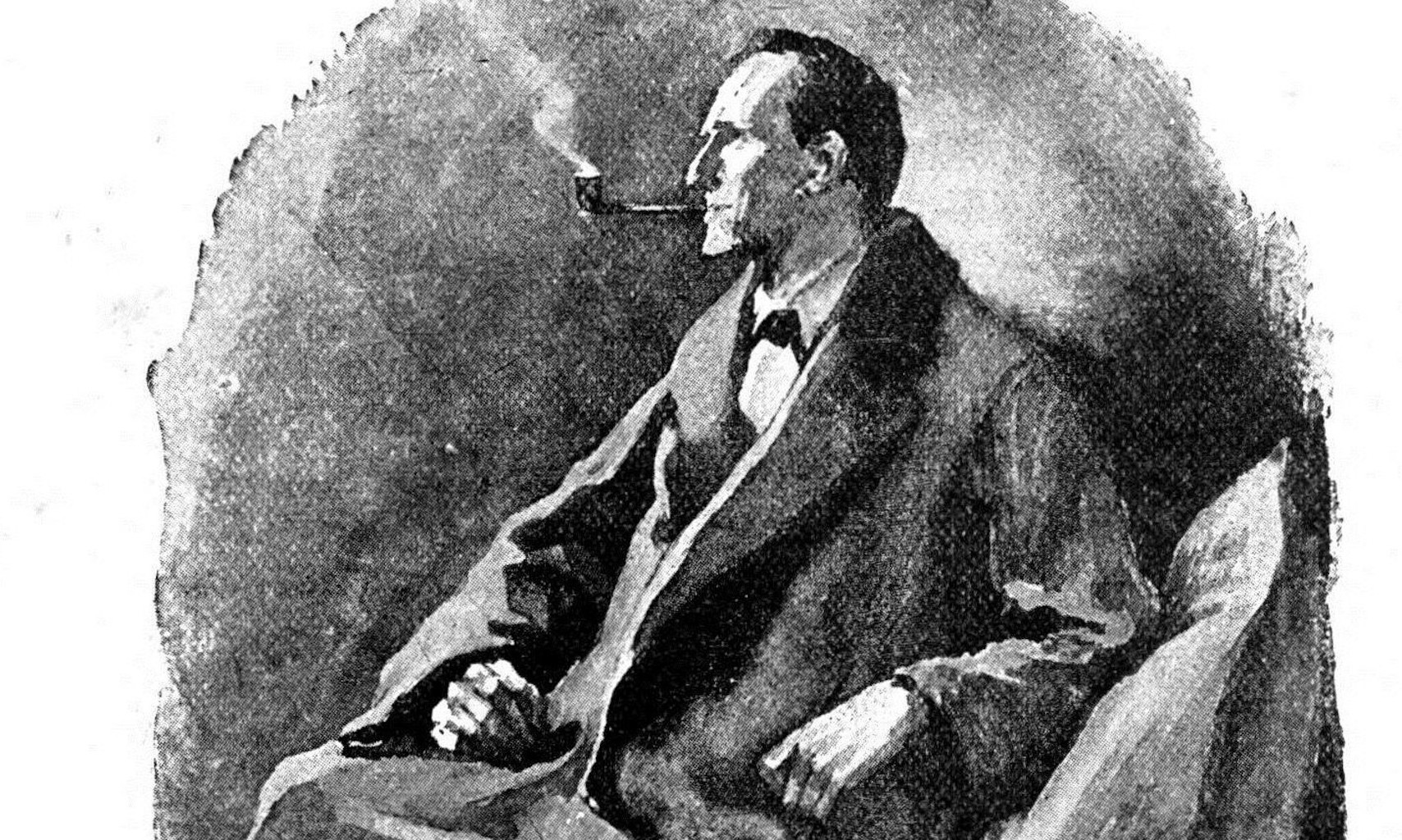 Sherlock Holmes in "The Man with the Twisted Lip", which appeared in The Strand Magazine in December, 1891. Illustration von Sidney Paget (1860–1908) Quelle: Wikipedia