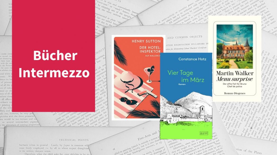 Header: Intermezzo XXII, mit Büchern von Constance Hotz, Martin Walker und Henry Sutton